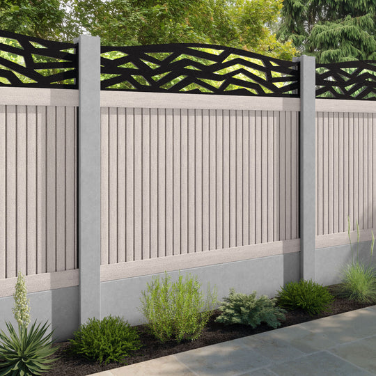 Virtis Zenith Curved Top Fence Panel - Mid Stone - for existing concrete posts
