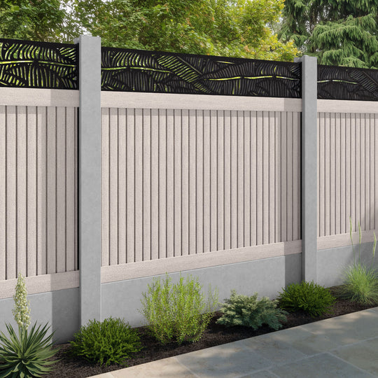 Virtis Feather Fence Panel - Mid Stone - for existing concrete posts
