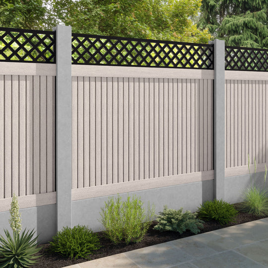 Virtis Hive Fence Panel - Mid Stone - for existing concrete posts