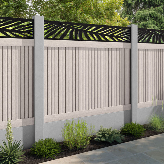 Virtis Palm Fence Panel - Mid Stone - for existing concrete posts