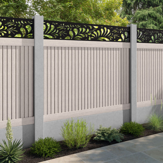 Virtis Petal Fence Panel - Mid Stone - for existing concrete posts