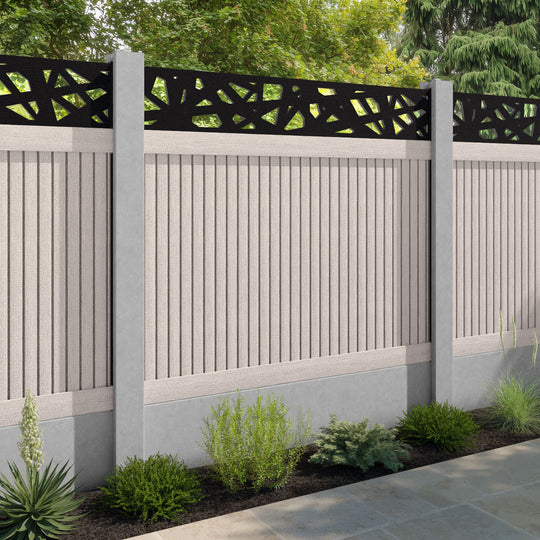 Virtis Prism Fence Panel - Mid Stone - for existing concrete posts