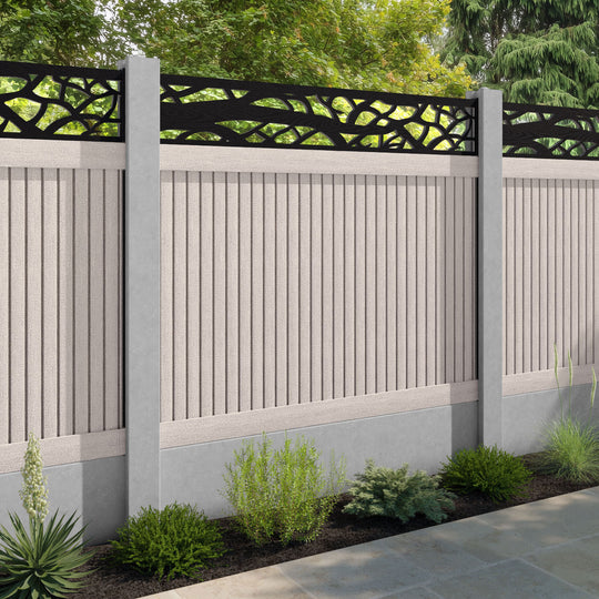 Virtis Twilight Fence Panel - Mid Stone - for existing concrete posts