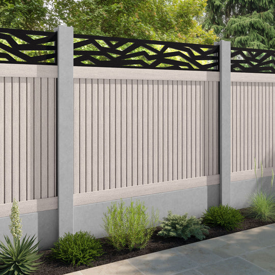 Virtis Zenith Fence Panel - Mid Stone - for existing concrete posts