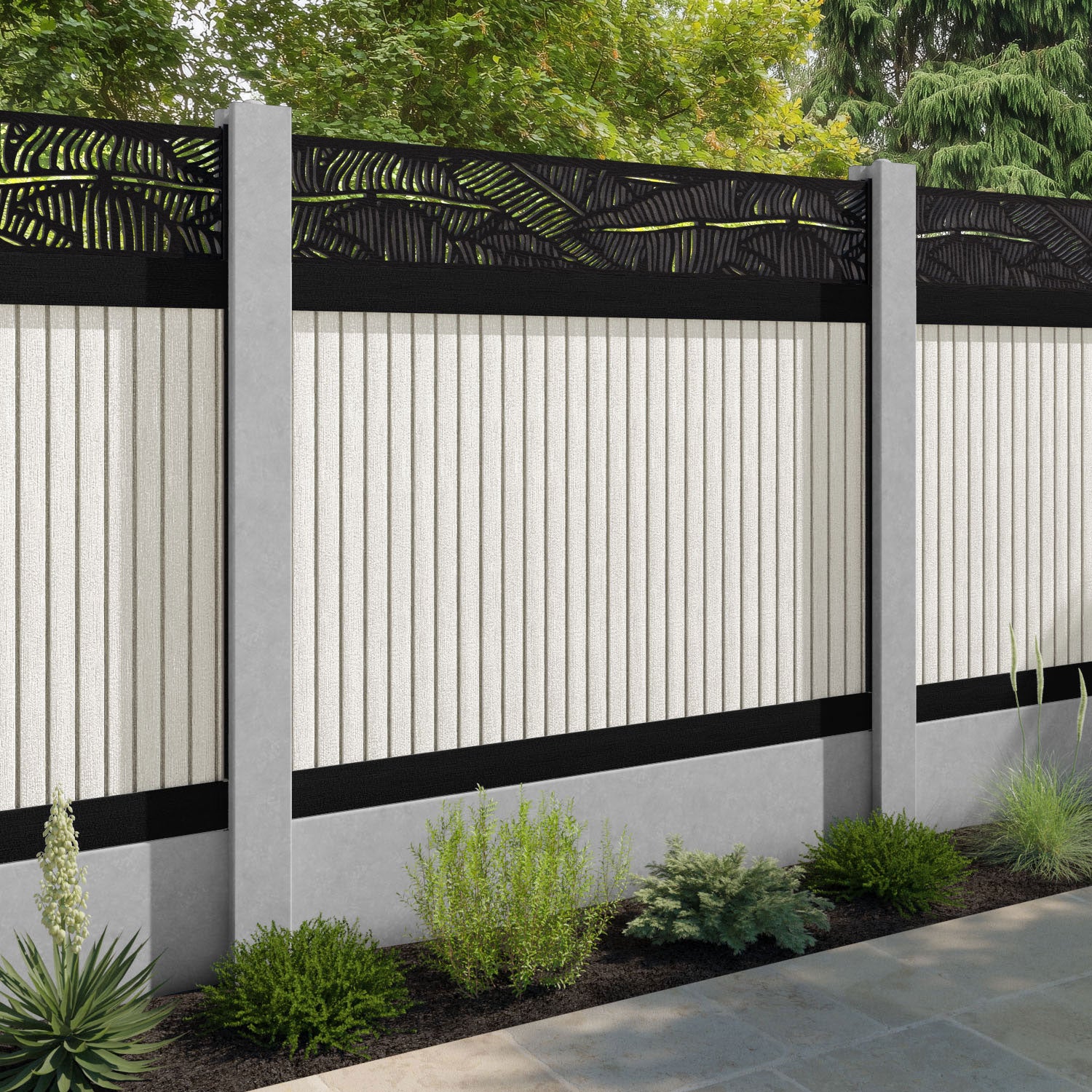 Virtis Feather Fence Panel - Light Stone - for existing concrete posts