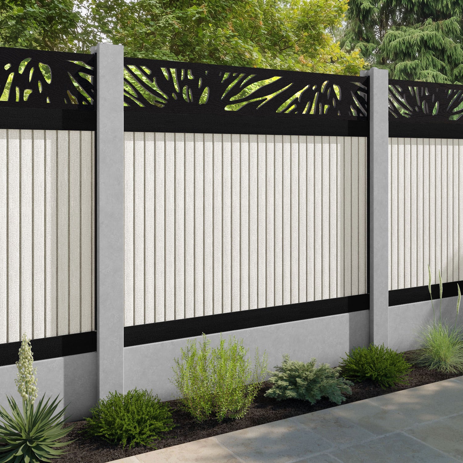 Virtis Poppy Fence Panel - Light Stone - for existing concrete posts