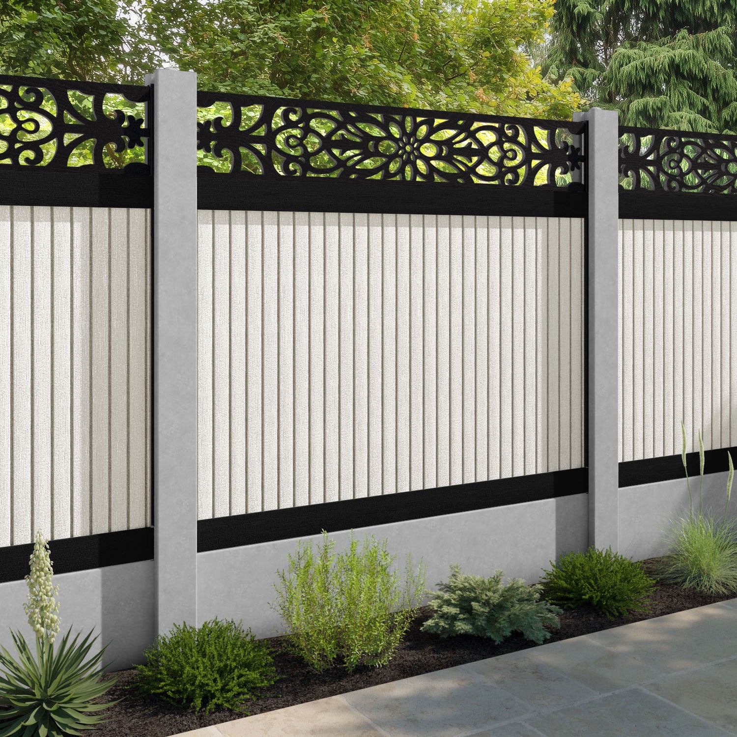 Virtis Windsor Fence Panel - Light Stone - for existing concrete posts