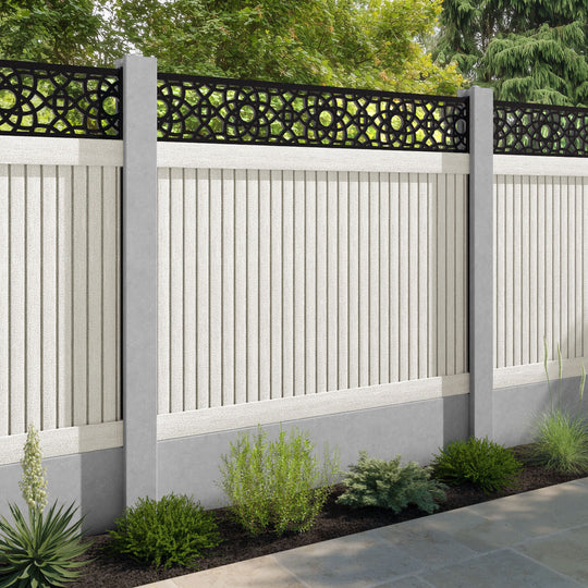 Virtis Ambar Fence Panel - Light Stone - for existing concrete posts