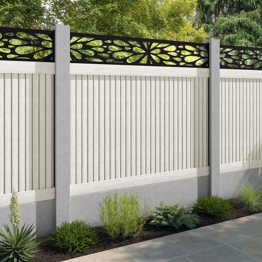 Virtis Blossom Fence Panel - Light Stone - for existing concrete posts