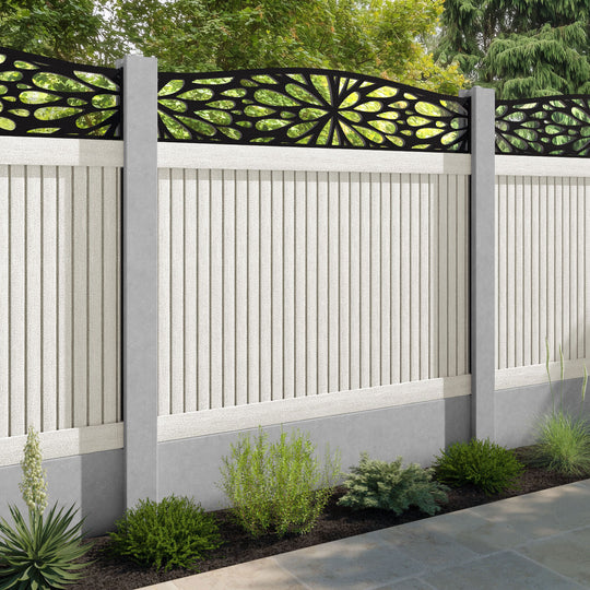 Virtis Blossom Curved Top Fence Panel - Light Stone - for existing concrete posts