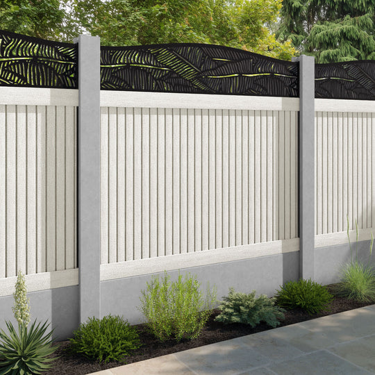 Virtis Feather Curved Top Fence Panel - Light Stone - for existing concrete posts