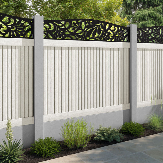 Virtis Heritage Curved Top Fence Panel - Light Stone - for existing concrete posts