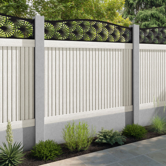 Virtis Laurel Curved Top Fence Panel - Light Stone - for existing concrete posts
