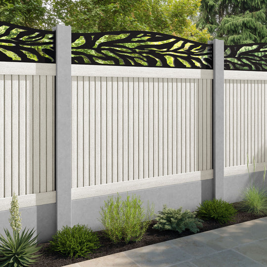 Virtis Malawi Curved Top Fence Panel - Light Stone - for existing concrete posts