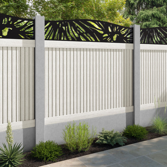 Virtis Poppy Curved Top Fence Panel - Light Stone - for existing concrete posts