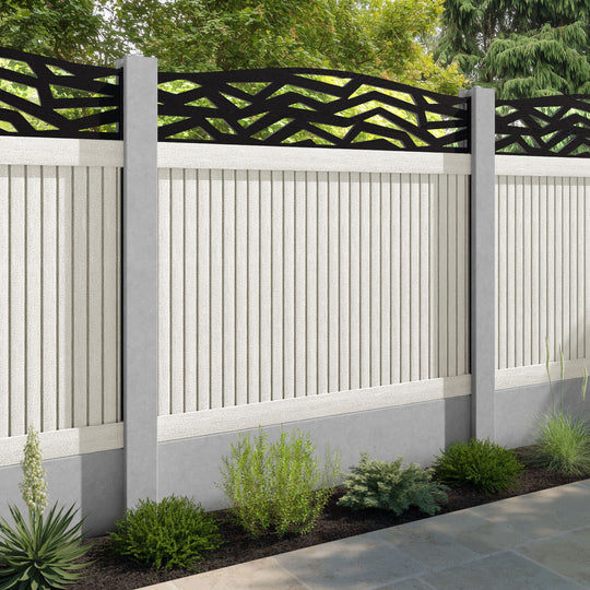 Virtis Zenith Curved Top Fence Panel - Light Stone - for existing concrete posts