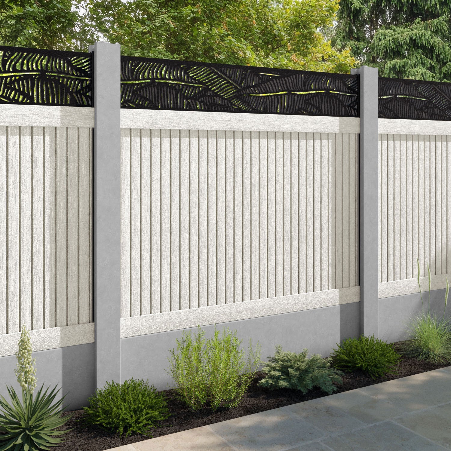 Virtis Feather Fence Panel - Light Stone - for existing concrete posts
