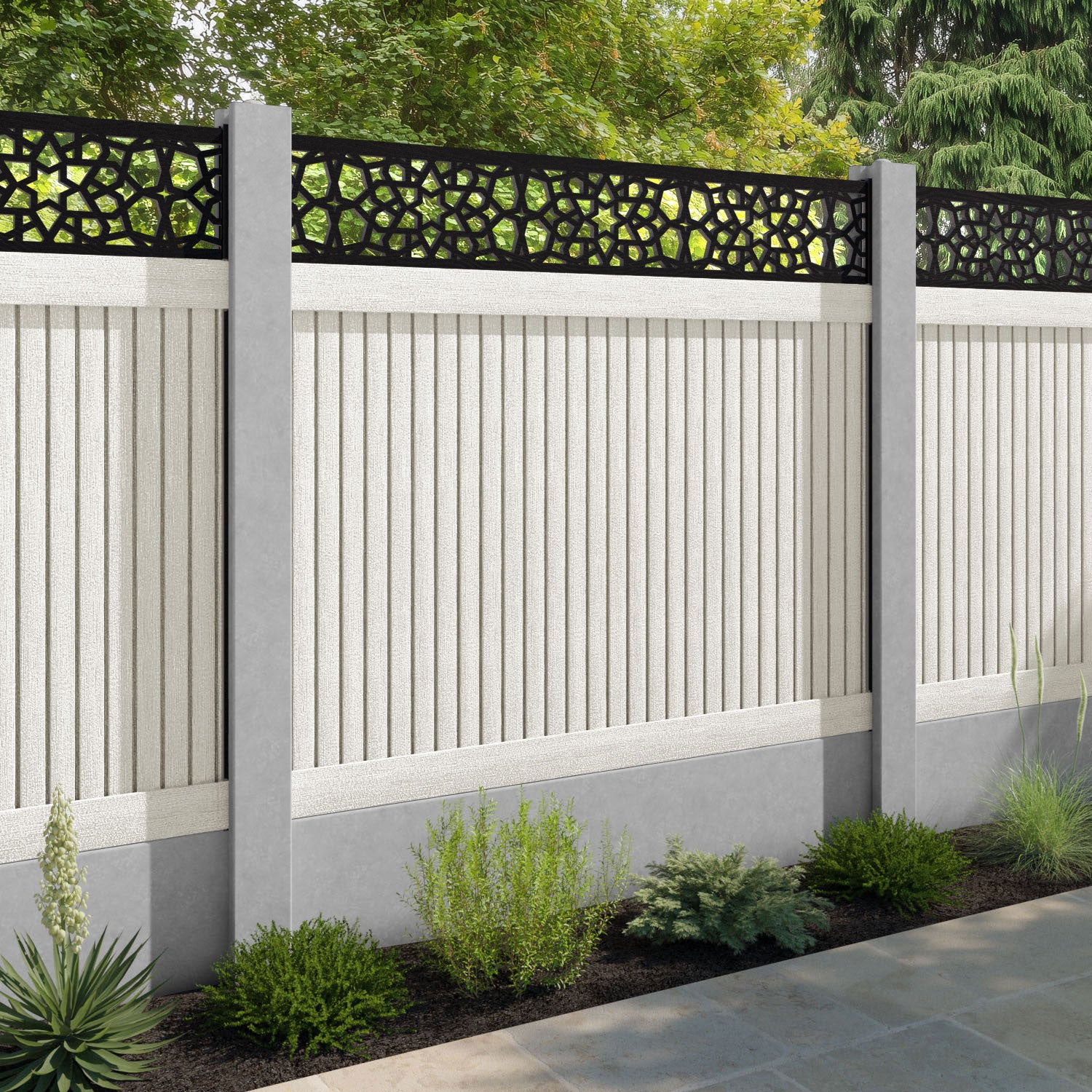 Virtis Nazira Fence Panel - Light Stone - for existing concrete posts
