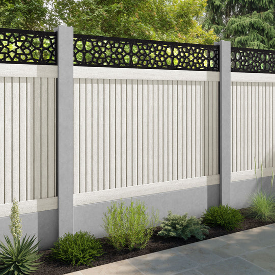 Virtis Nazira Fence Panel - Light Stone - for existing concrete posts