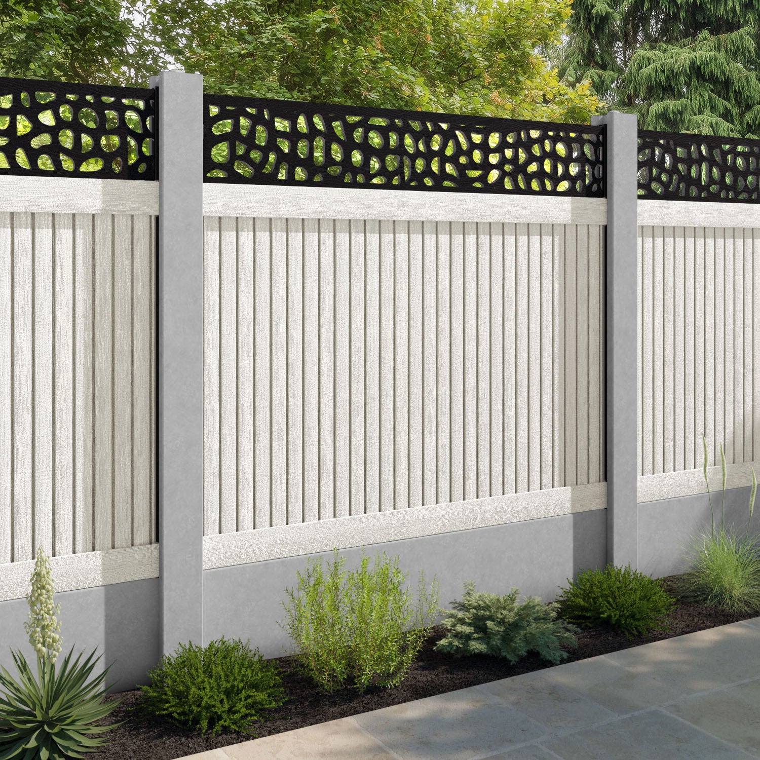 Virtis Pebble Fence Panel - Light Stone - for existing concrete posts