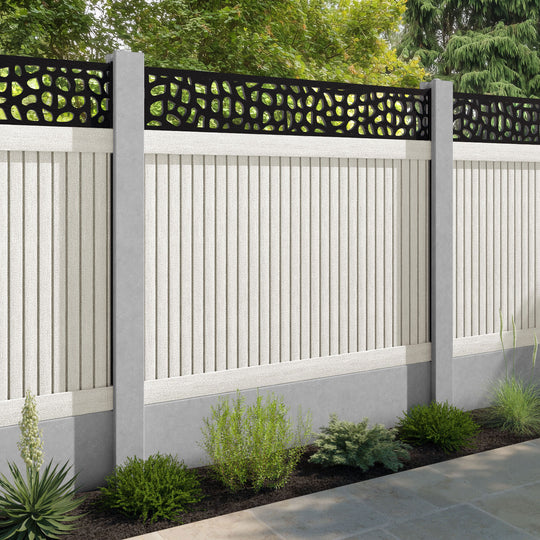 Virtis Pebble Fence Panel - Light Stone - for existing concrete posts