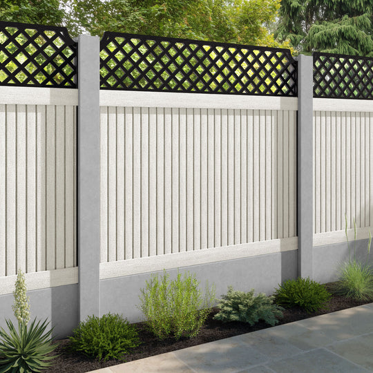 Virtis Regal Hive Fence Panel - Light Stone - for existing concrete posts