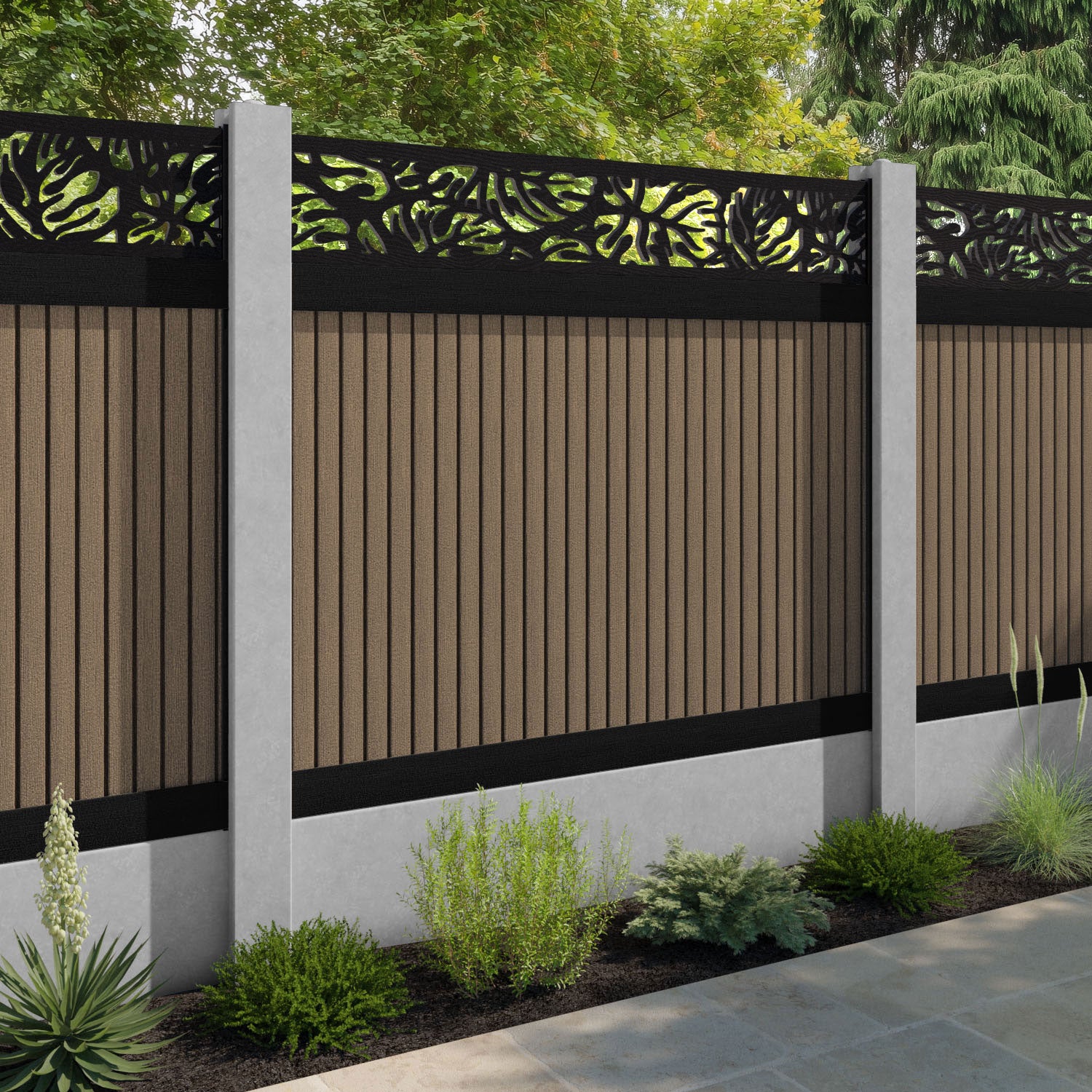 Virtis Botanic Fence Panel - Teak - for existing concrete posts