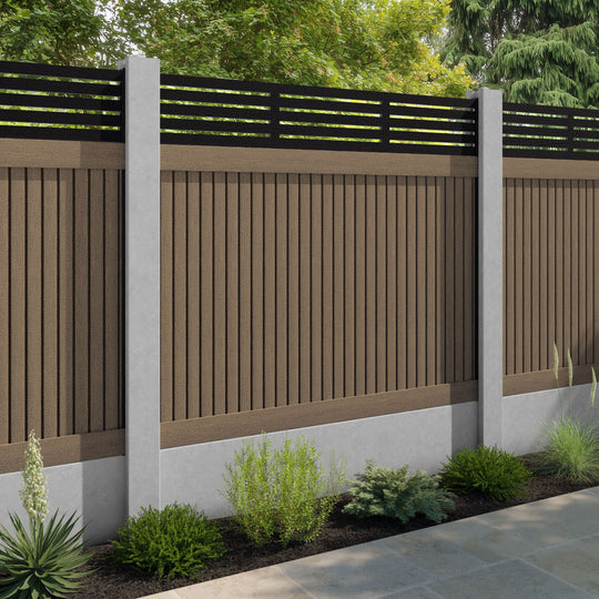 Virtis Aspen Fence Panel - Teak - for existing concrete posts
