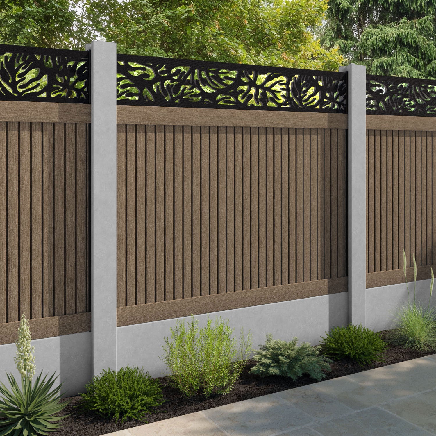 Virtis Botanic Fence Panel - Teak - for existing concrete posts