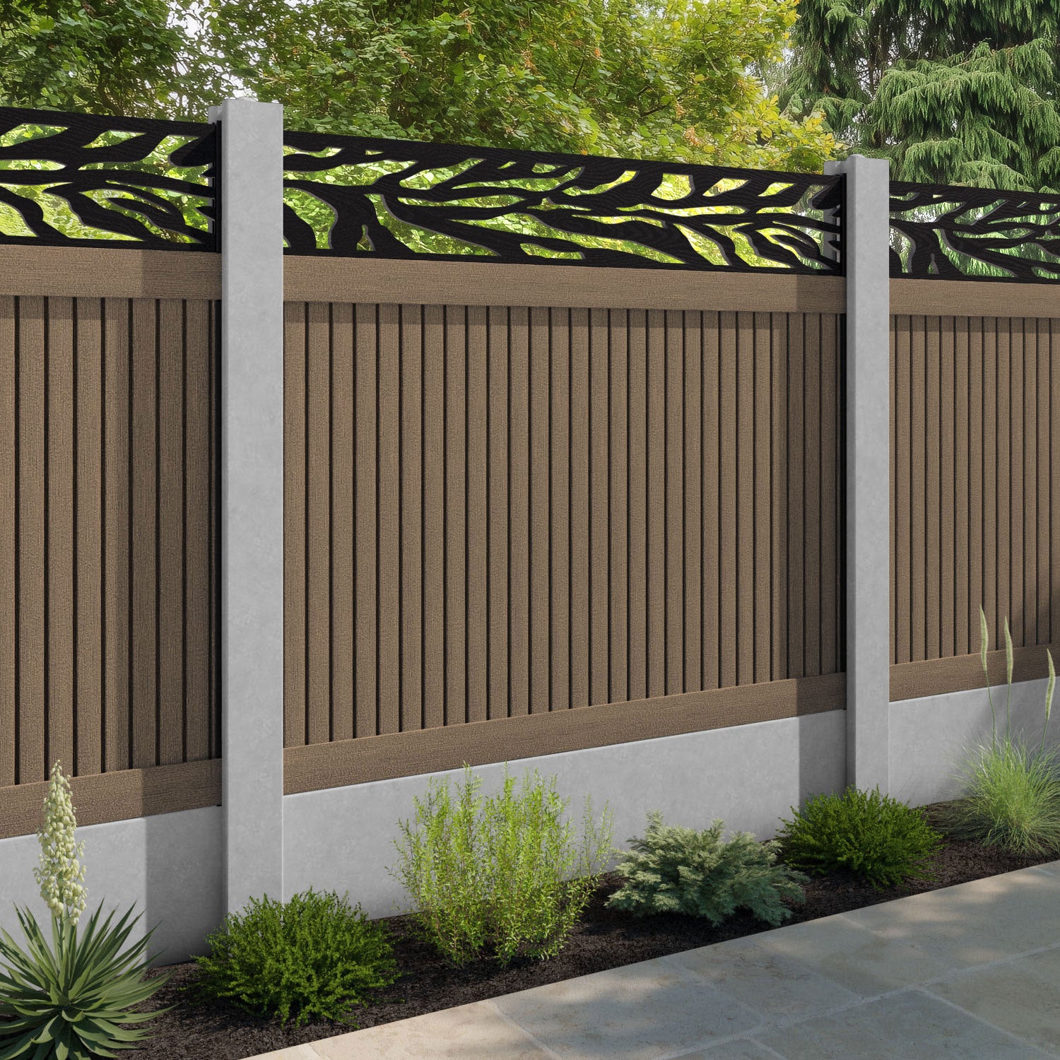 Virtis Malawi Fence Panel - Teak - for existing concrete posts