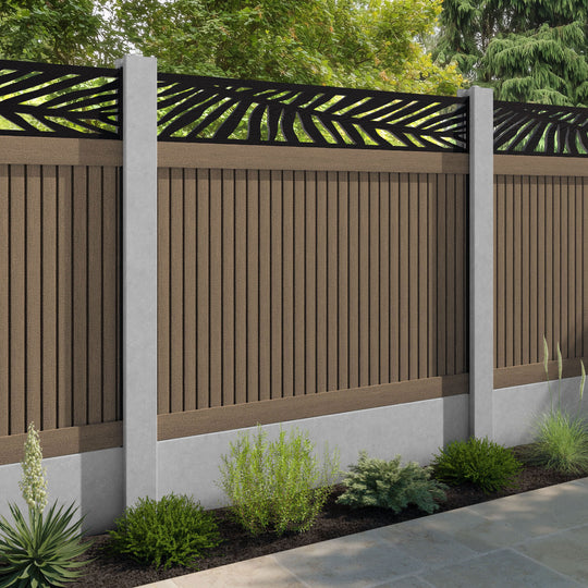 Virtis Palm Fence Panel - Teak - for existing concrete posts