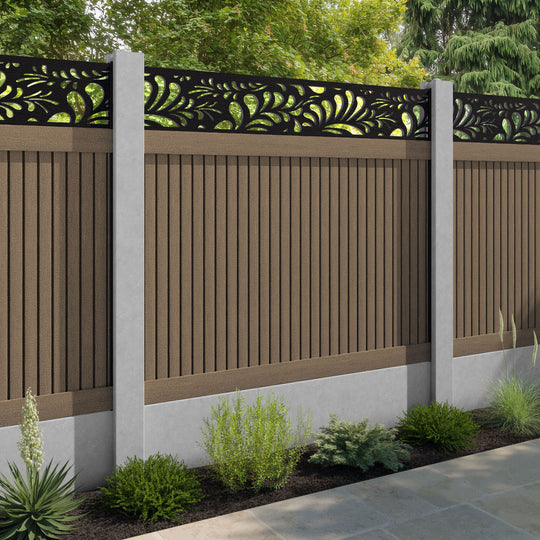 Virtis Petal Fence Panel - Teak - for existing concrete posts