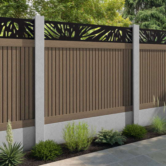 Virtis Poppy Fence Panel - Teak - for existing concrete posts
