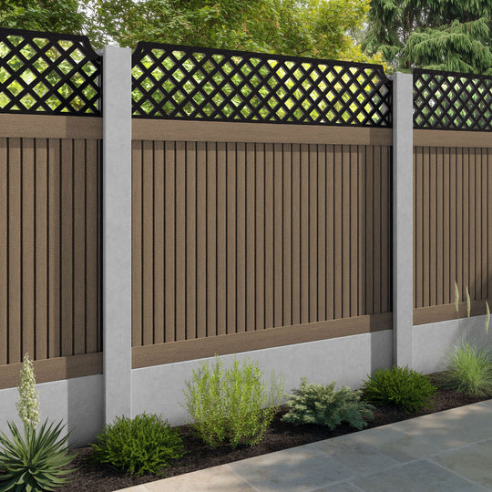 Virtis Regal Hive Fence Panel - Teak - for existing concrete posts