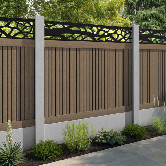 Virtis Twilight Fence Panel - Teak - for existing concrete posts