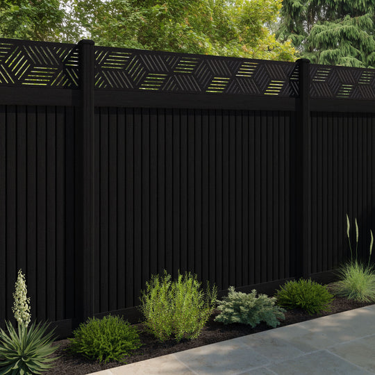 Virtis Cubed Fence Panel - Black - with our composite posts