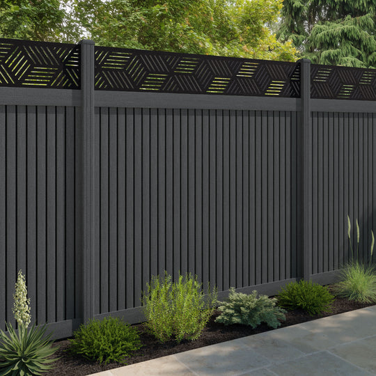 Virtis Cubed Fence Panel - Dark Grey - with our composite posts