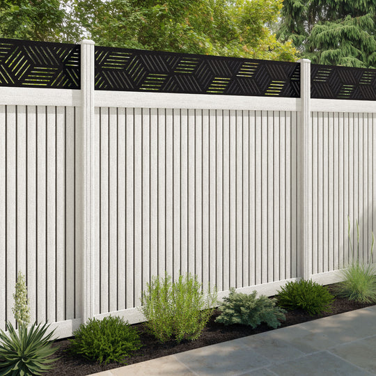 Virtis Cubed Fence Panel - Light Stone - with our composite posts