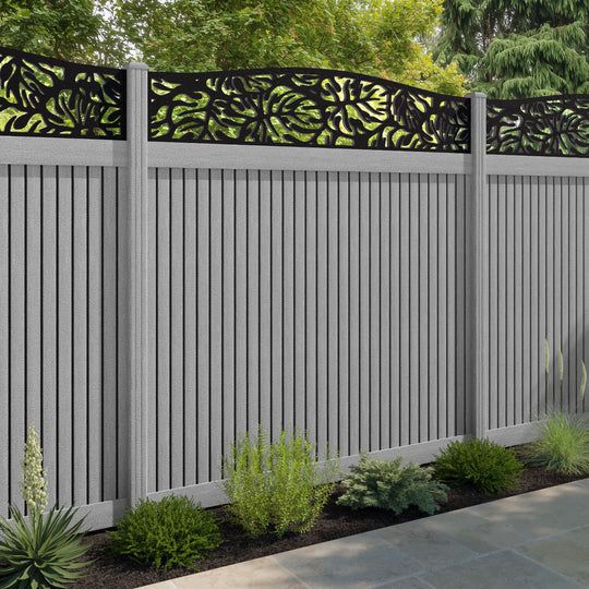 Virtis Botanic Curved Top Fence Panel - Light Grey - with our composite posts