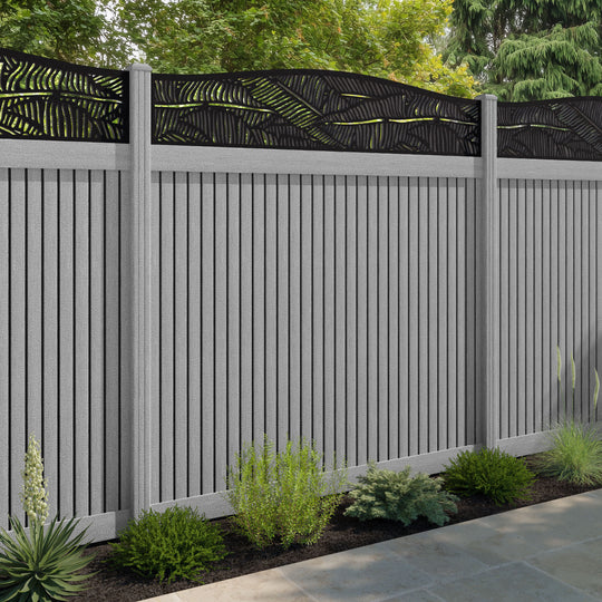 Virtis Feather Curved Top Fence Panel - Light Grey - with our composite posts