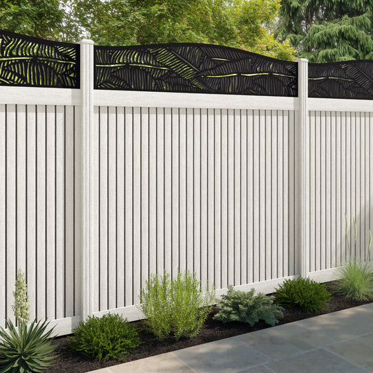 Virtis Feather Curved Top Fence Panel - Light Stone - with our composite posts