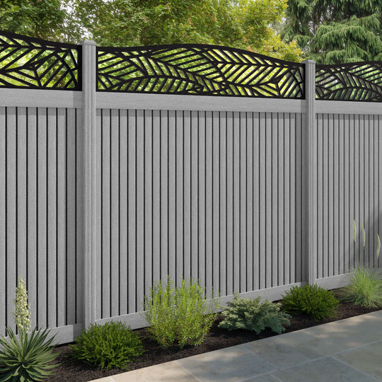 Virtis Habitat Curved Top Fence Panel - Light Grey - with our composite posts