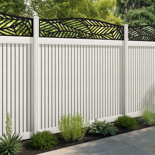 Virtis Habitat Curved Top Fence Panel - Light Stone - with our composite posts