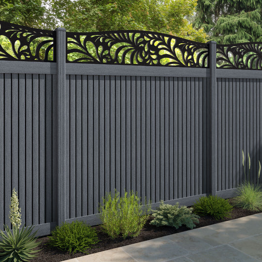 Virtis Petal Curved Top Fence Panel - Anthracite - with our composite posts