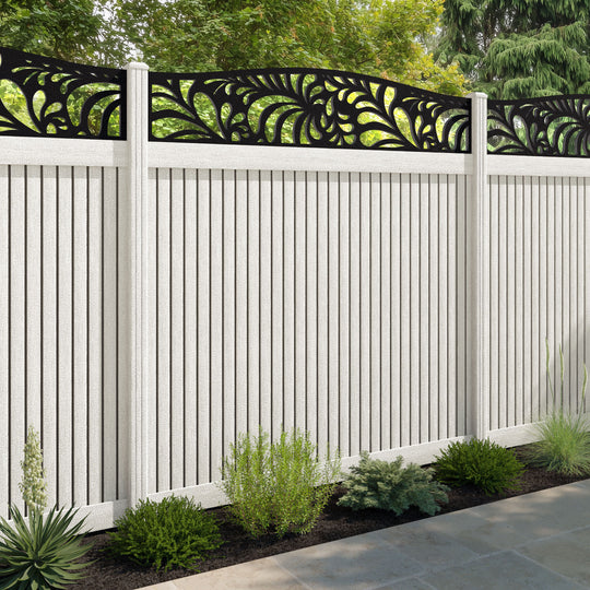 Virtis Petal Curved Top Fence Panel - Light Stone - with our composite posts