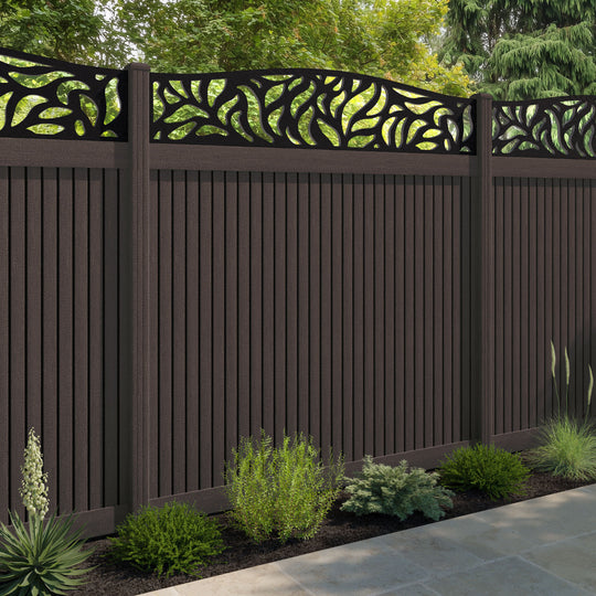Virtis Plume Curved Top Fence Panel - Mid Brown - with our composite posts