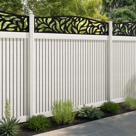 Virtis Plume Curved Top Fence Panel - Light Stone - with our composite posts