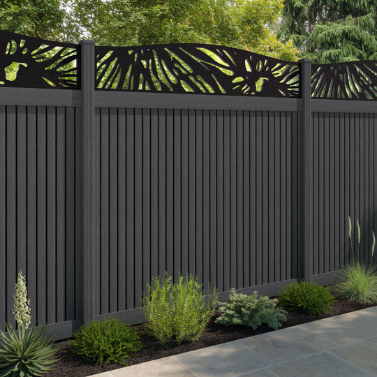 Virtis Poppy Curved Top Fence Panel - Dark Grey - with our composite posts