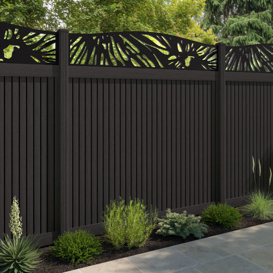 Virtis Poppy Curved Top Fence Panel - Dark Oak - with our composite posts