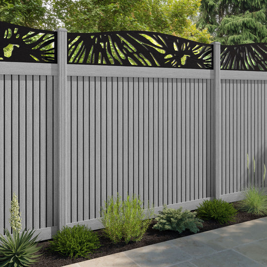 Virtis Poppy Curved Top Fence Panel - Light Grey - with our composite posts